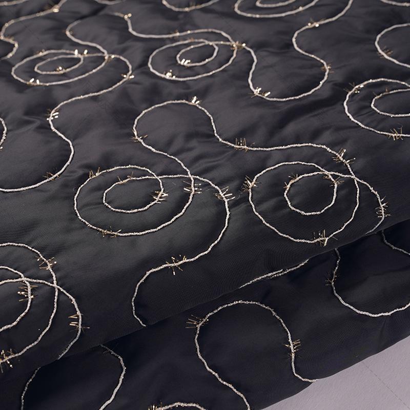 1 м Полиэстер Стеганая Вышитая Блестками Вышитая Ткань Стеганая Ткань на Хлопковом Наполнителе для Пуховиков Сумок Рождественского Декора