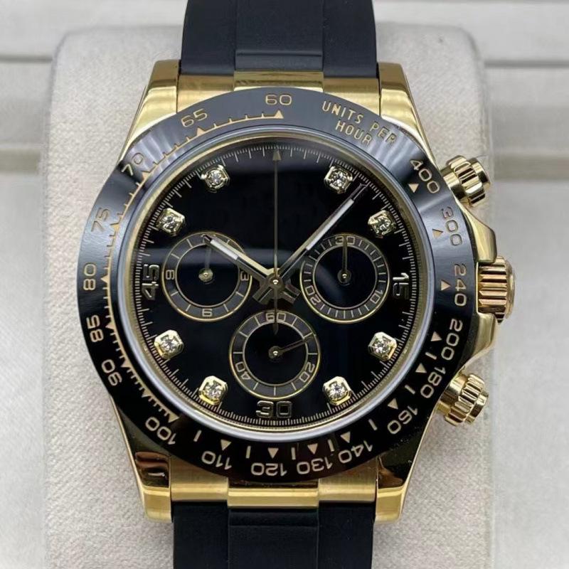 Мужские автоматические механические часы Rolex Daytona 40 мм, многофункциональные, с инкрустацией бриллиантами.