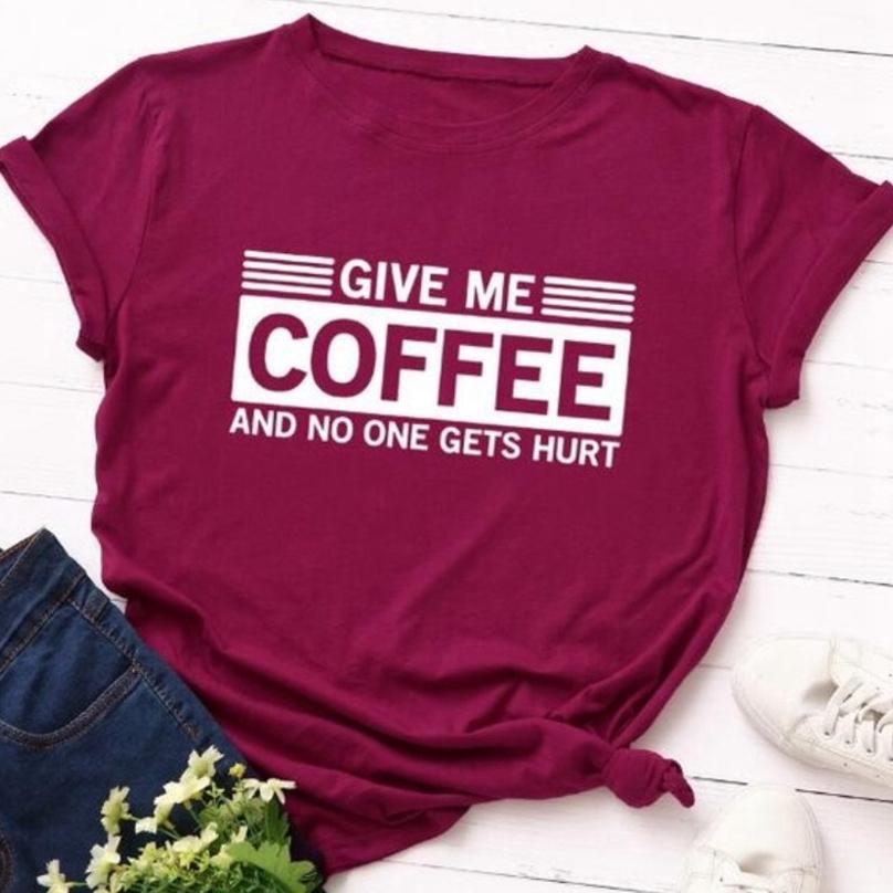 Exquisite Casual Lady Loose Cotton Round Neck T-shirt Top Plus Size Funny Letter Print T Shirt