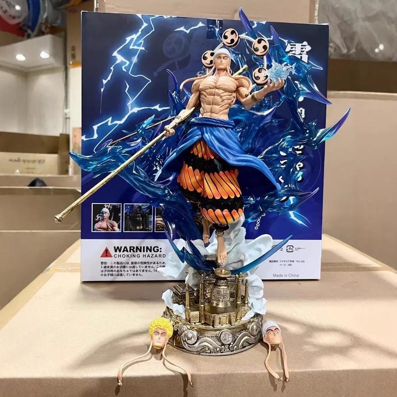 Фигурка Энеля из One Piece GK, скульптура с двойной головой, со световыми эффектами, коллекционная статуэтка, модель в коробке, настольное украшение для фанатов One Piece