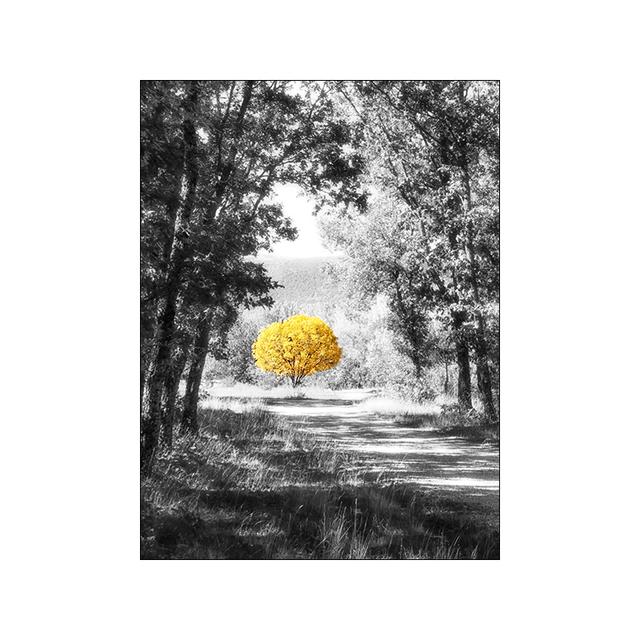 Черно-белый пейзажный декор, картина на холсте в скандинавском стиле, домашний желтый декор, настенный художественный постер и принт для дизайна гостиной