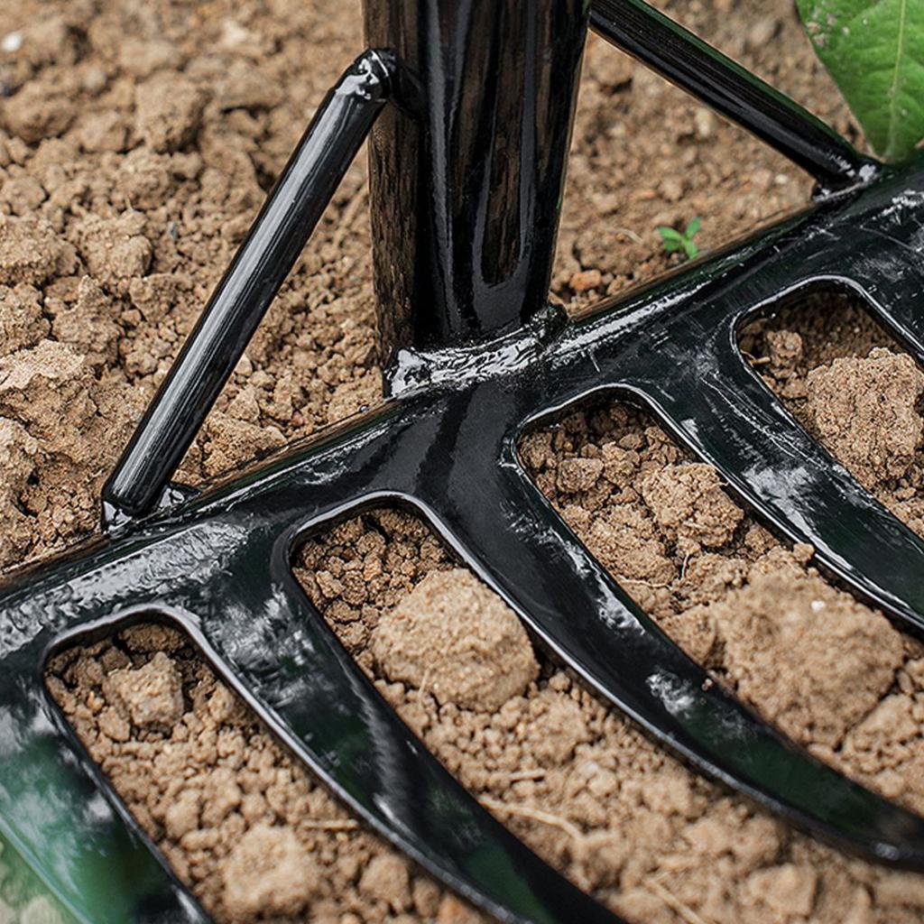 Heavy Duty Steel Garden Rake With 6/8 Sharpness Tines Suitable For Efficient Lawn Care And Soil Aeration In Small Garden