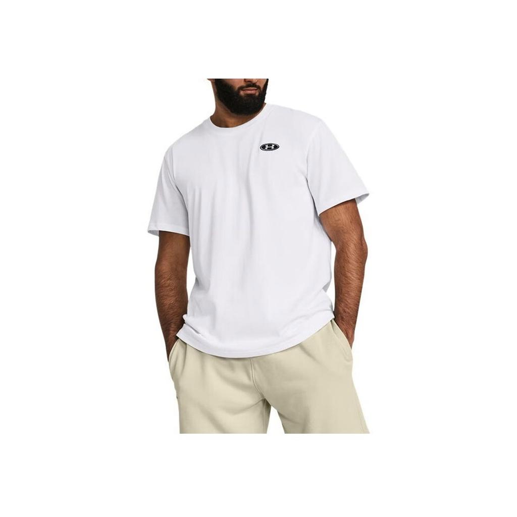 Under Armour Solid Color Casual Training Short Sleeve T-Shirt Men Tops White 1382902-100