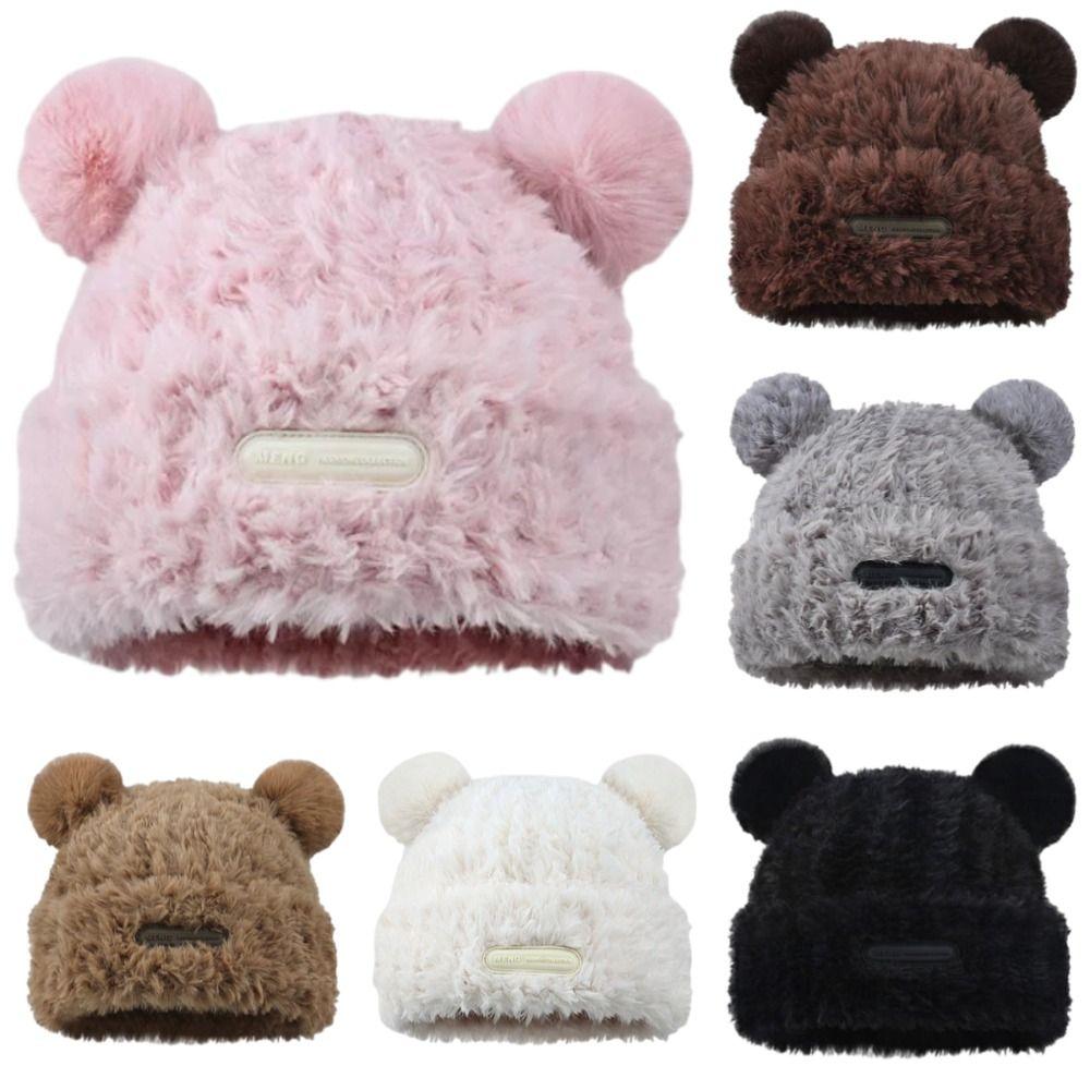 Korean Style Fluffy Beanie Hat Windproof Ear Protector Hat Fashion Plush Pullover Hats Girls