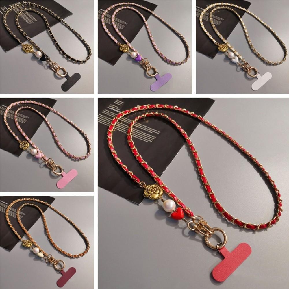 Camellia Crossbody Phone Rope Metal Chain Mobile Phone Strap Outdoor Travel
