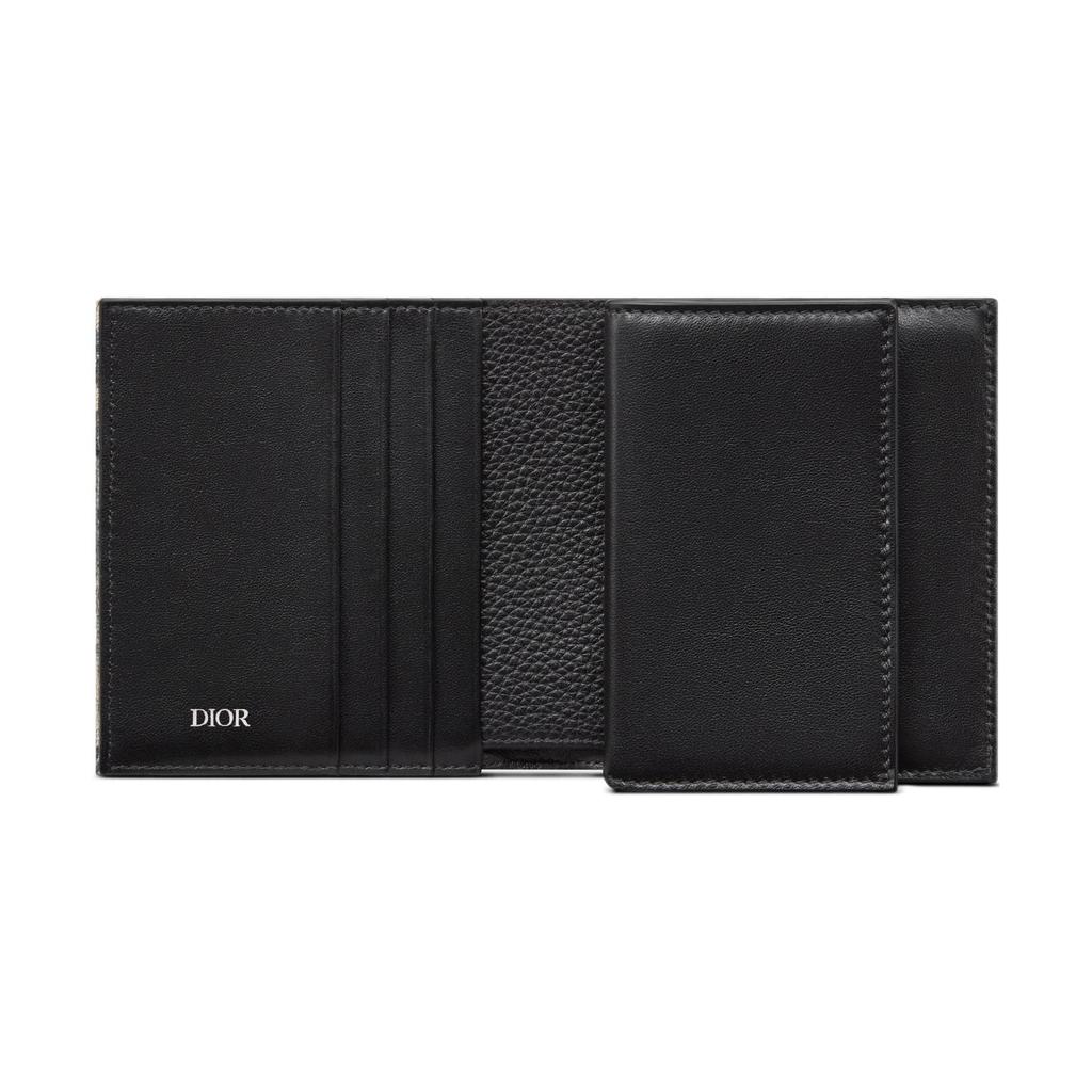 Dior Logo Compact Jacquard Wallet Men wallet Beige Black 2ESBC072YSE-H27E