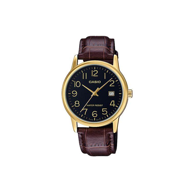 Casio Standard Series Minimalist Versatile Quartz Movement Leather Strap Watch Women watches Black MTP-V002GL-1B2021