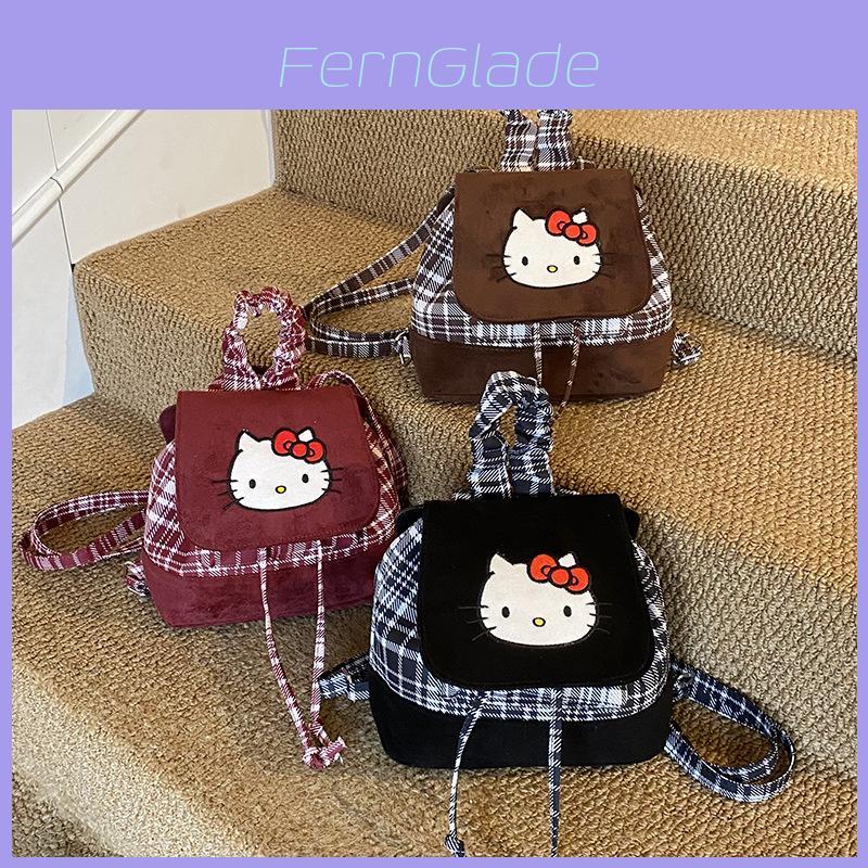 Hello Kitty Retro Pu Double Shoulder Backpack For Daily Commute And Travel