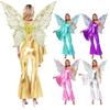 Fancy Dress-up Halloween Carnival Festival Fairy Tale Elf Cosplay Costume Theme Party Bell-Bottom Jumpsuit + Wings 2Pcs/Set