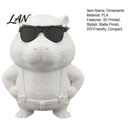 Cool Style Cartoon Figurine 3D Printed Aardvark Figurine, Animal Ornament with Overalls Removable Sunglasses, Desktop Decoration for Adults