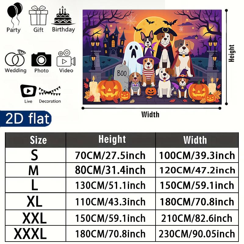 Party Backdrop Halloween Flat Spooky Dogs Ghosts Wedding Parties Photo Background Decor Front Door Decor