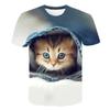 Summer Round Neck 3D Print Mysterious Cat Pattern Top Fashionable Casual Short Sleeved Men's T-shirts