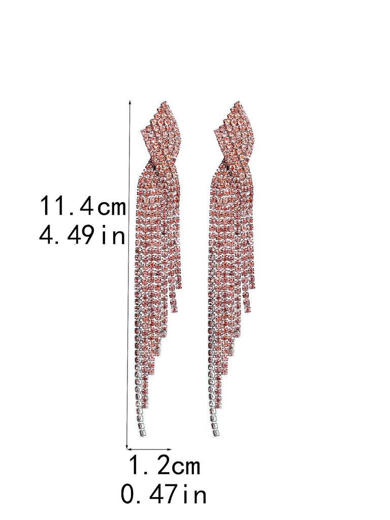 European & American Style Full Diamond Long Tassel Earrings for Women