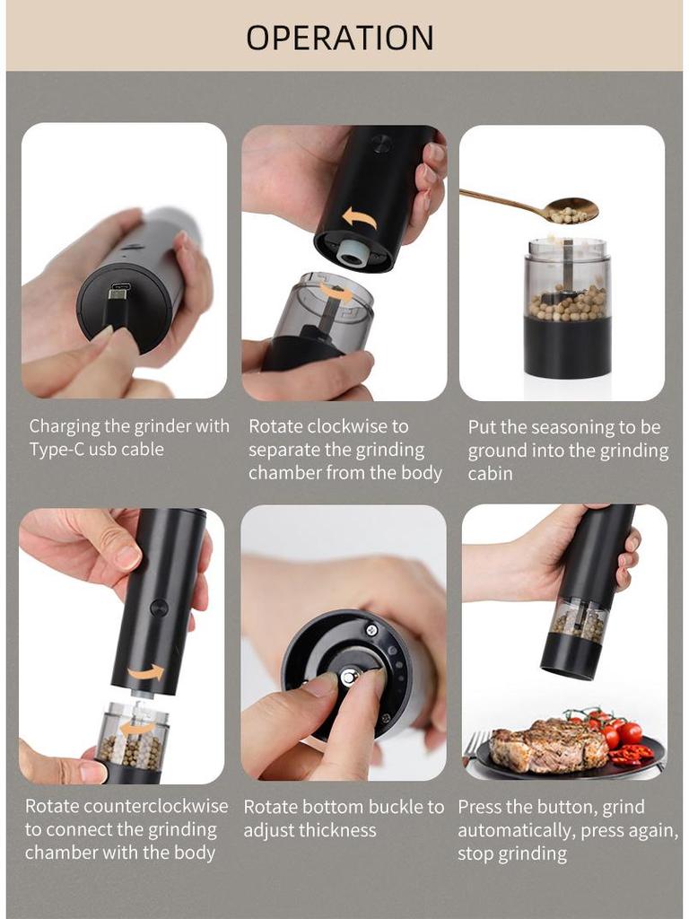 Electric Pepper and Sea Salt Grinder Bottle