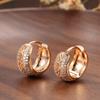 Kinel Vintage Rose Gold Color Hoop Earrings And Ring Sets Natural Zircon Jewelry Set