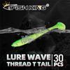 FTK 30pcs Soft Silicone Lure, Artificial Thread Lure, 5.5cm 6.2cm 7.2cm for Carp and Bass