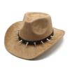 Suede Rivet Western Cowboy Top Hat Wool Felt Hat Men'S And Women'S Jazz Hat British Felt Hat