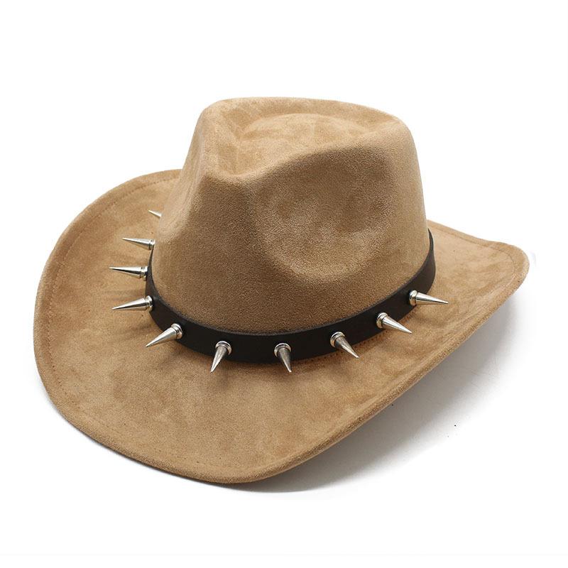 Suede Rivet Western Cowboy Top Hat Wool Felt Hat Men'S And Women'S Jazz Hat British Felt Hat
