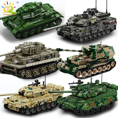 HUIQIBAO Набор строительных блоков Танк Т-34 WW2 для детей Армейское Оружие Машина Грузовик Кубики Игрушка Город Строительные Кубики Подарок