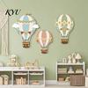 3D Nursery Wall Art for Kids Room 3Pcs Cute Hot Air Balloon Wooden Decor, Cloud Banner Montessori Early Education Decoration Hanging, Playroom