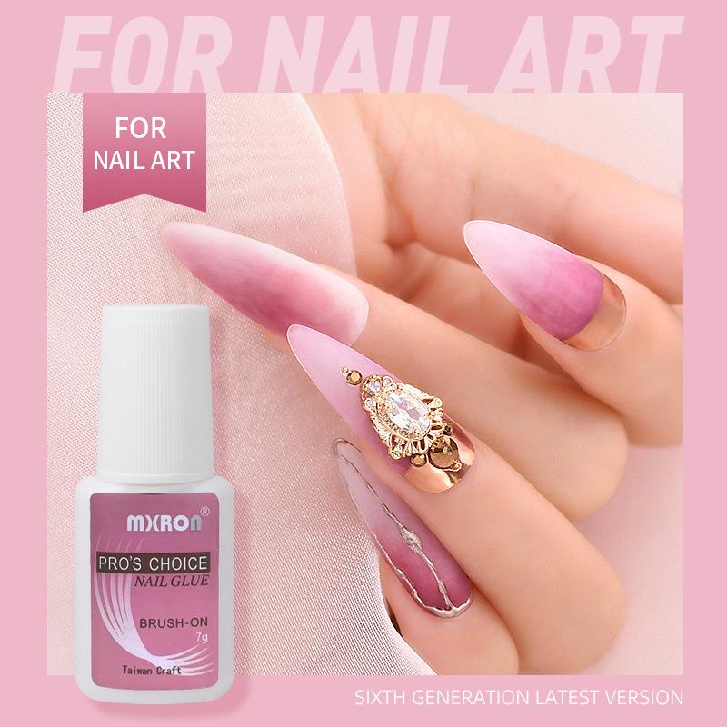 Authentic Quick-Drying RXBON Nail Glue Stickers with Brush - Long-Lasting for Nail Art and Jewelry.
