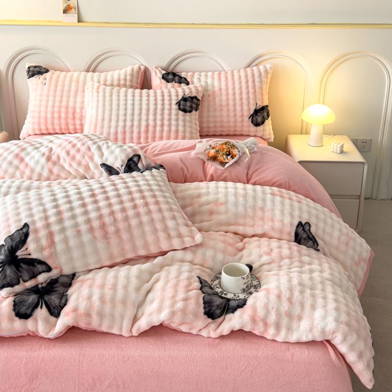 Meiyun Ge High Weight Milk Velvet Bubble Velvet Printed Four Piece Set