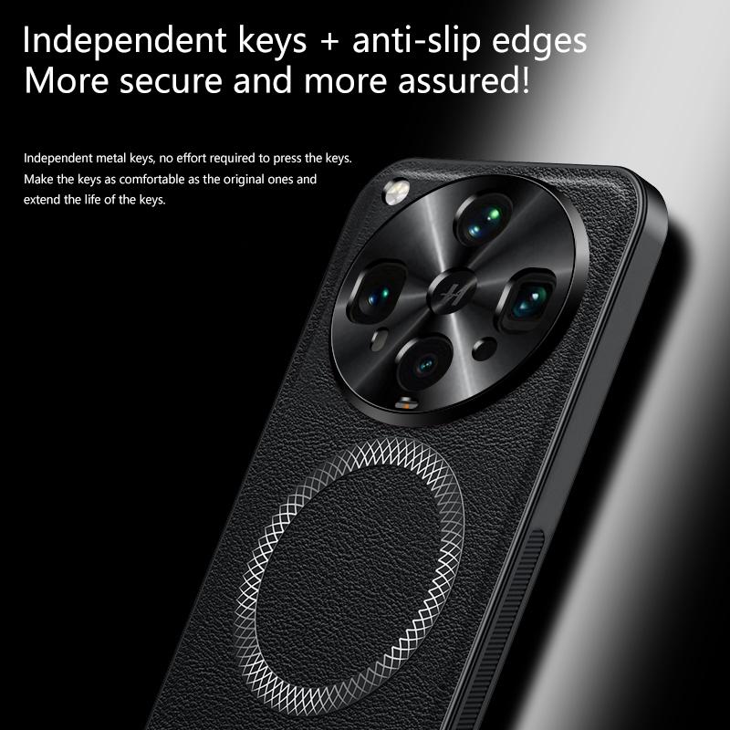 Для чехла Oppo Find X8 Ultra Магнитный Элегантный Кожаный Износостойкий Полностью Закрывающий Объектив Нескользящий Хват Защита Края Чехол