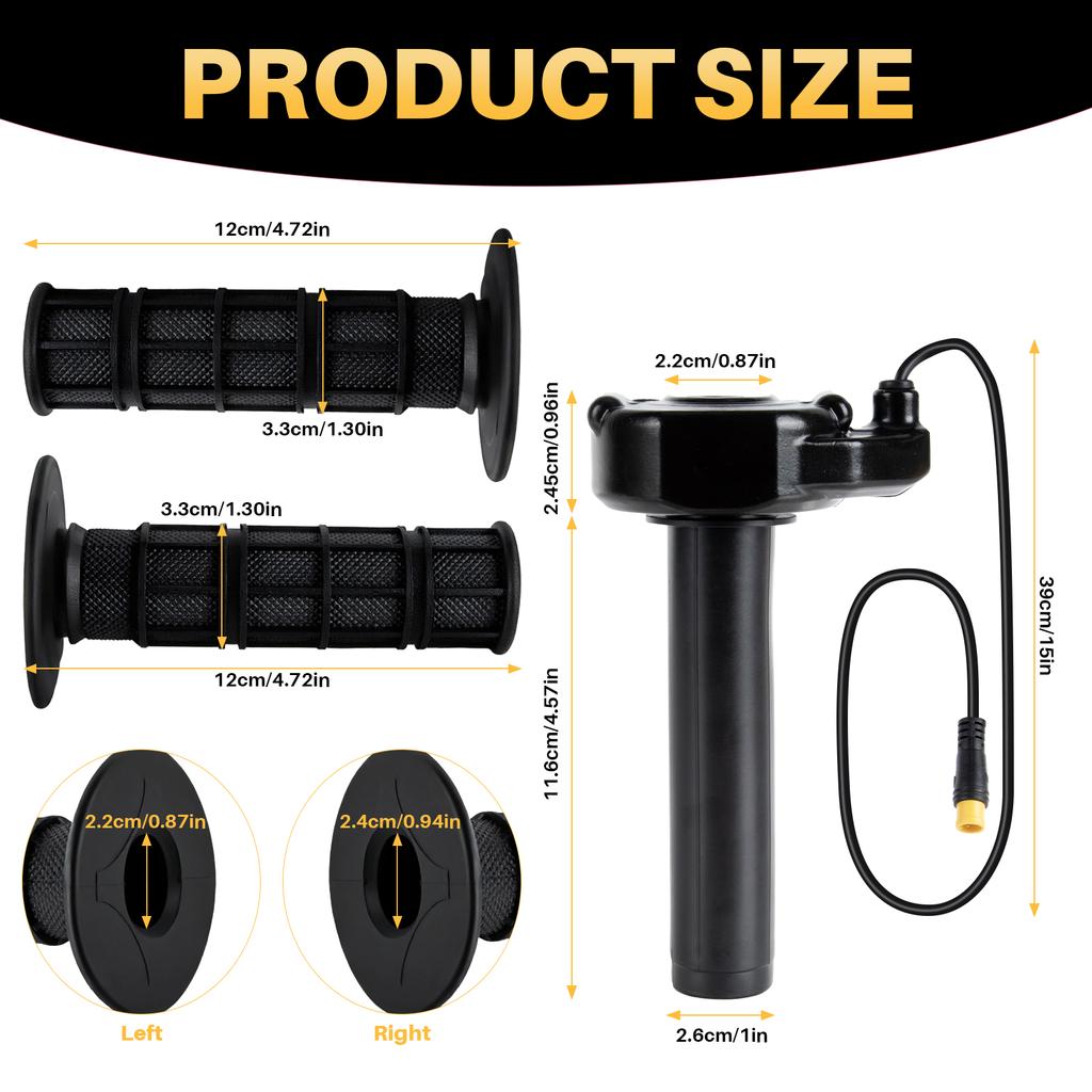 3Pin Full Twist Throttle 3 Pin Surron Style Ebike Throttle Grip for Macfox X1 X2 Eskute V200 E-Bike with 7/8" Handlebars Throttles 2