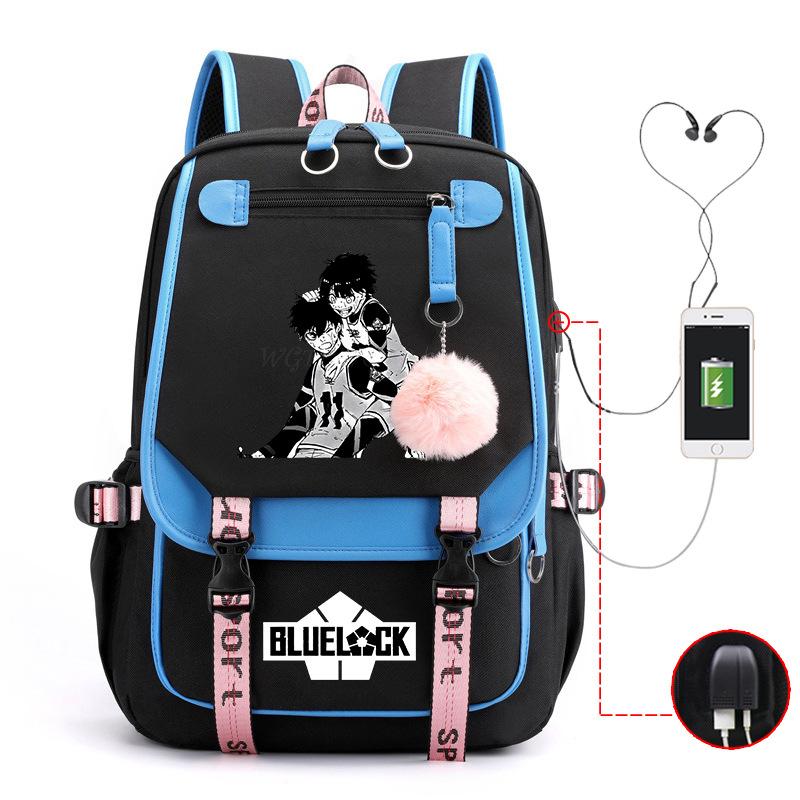 Blue Prison Anime School Bag College Wind Large Capacity Middle School Student Usb Backpack