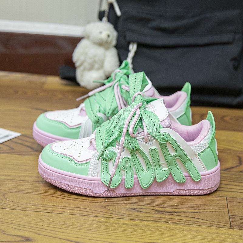 Женская обувь Мужская классическая хип-хоп обувь Y2K для скейтбординга Модные кроссовки Letters Bread для пар Студенты Спорт на открытом воздухе Повседневная обувь