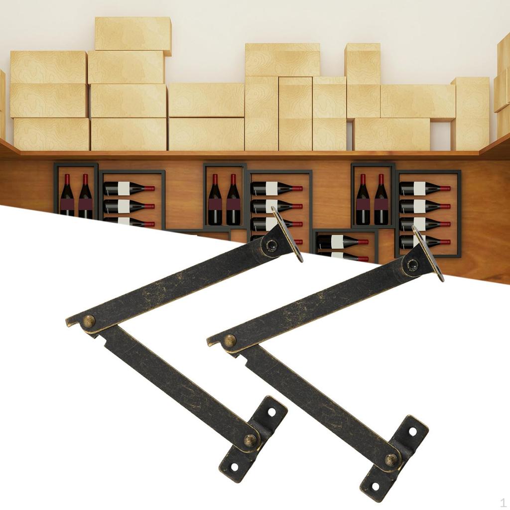1 Pair Lid Support Hinges for Wooden Box Metal Heavy Duty Furniture Hardware Folding Stay Hinge
