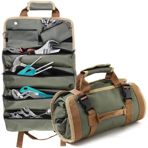 Tool Bag, Roll Type (Fits Up To 30cm In Length) - Solves Tool Clutter! Simply Roll It Up and Organize It. High-density Canvas Fabric Is Water- and Abr