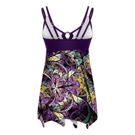 2 шт./комплект танкини комплект V-образный вырез слинг неровный подол купальник топы с подкладками для груди нет