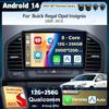 Android 14 Автомагнитола Carplay для Buick Regal Opel Insignia 2009 - 2013 Мультимедийный видеоплеер Навигация GPS Стерео 2Din DVD BT