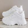 Pu Leather Chunky Platform Sneakers Women White Lace-Up Non-Slip Sports Shoes Ladies Thick Bottom Casual Walking Shoes Woman