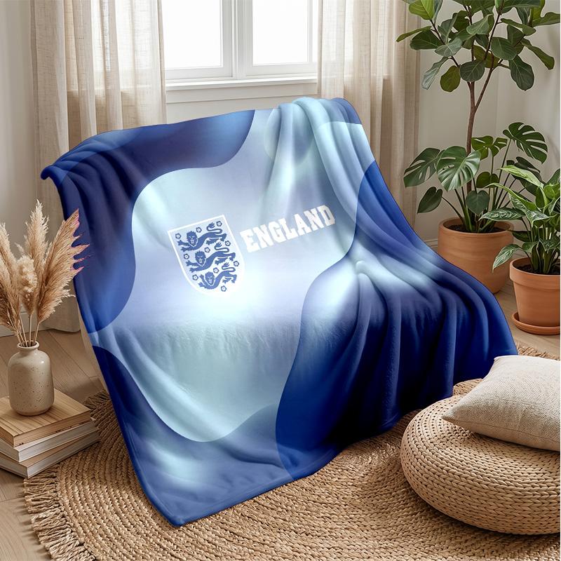 England Football Printed Flannel Blanket Skin Friendly Warm Decorative Throw for Indoor Couch Bed Daily Use