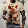 Funny 3D Animal Print T Shirt For Men Street Trend Hip Hop Clothing Casual O-neck Short Sleeve T-Shirt Fashion Loose Summer Tops
