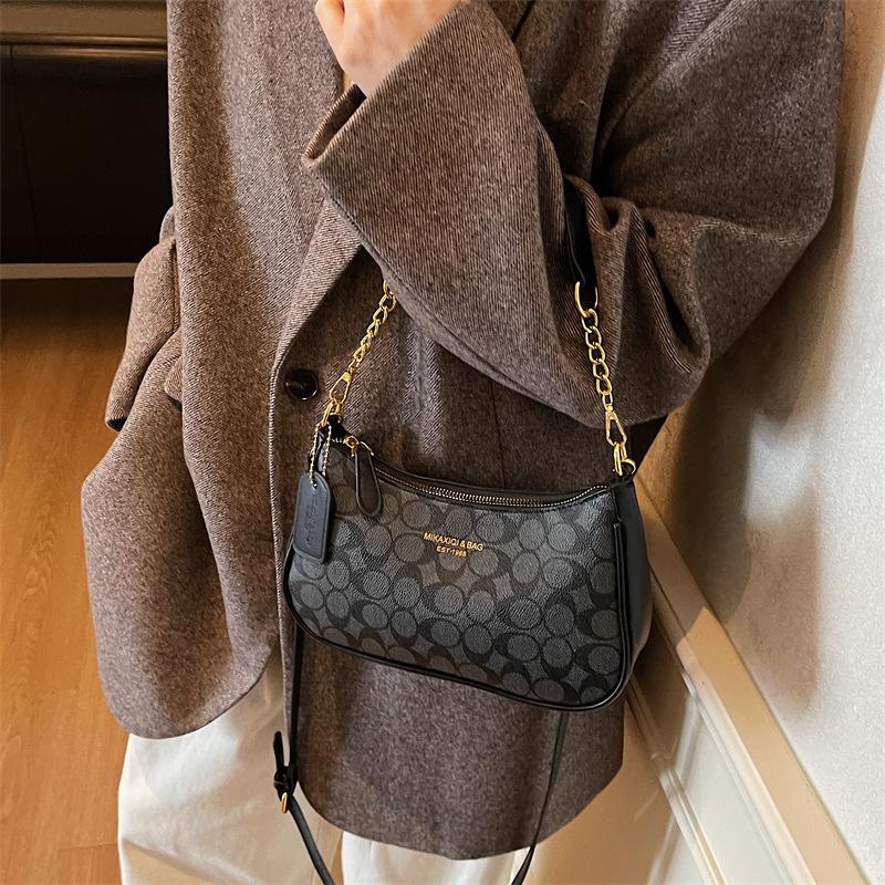 Shoulder Bag, Crossbody Bag, Armpit Bag, Retro Autumn and Winter New Small Bag, Women's Popular Versatile Printed Foreign Style Handbag