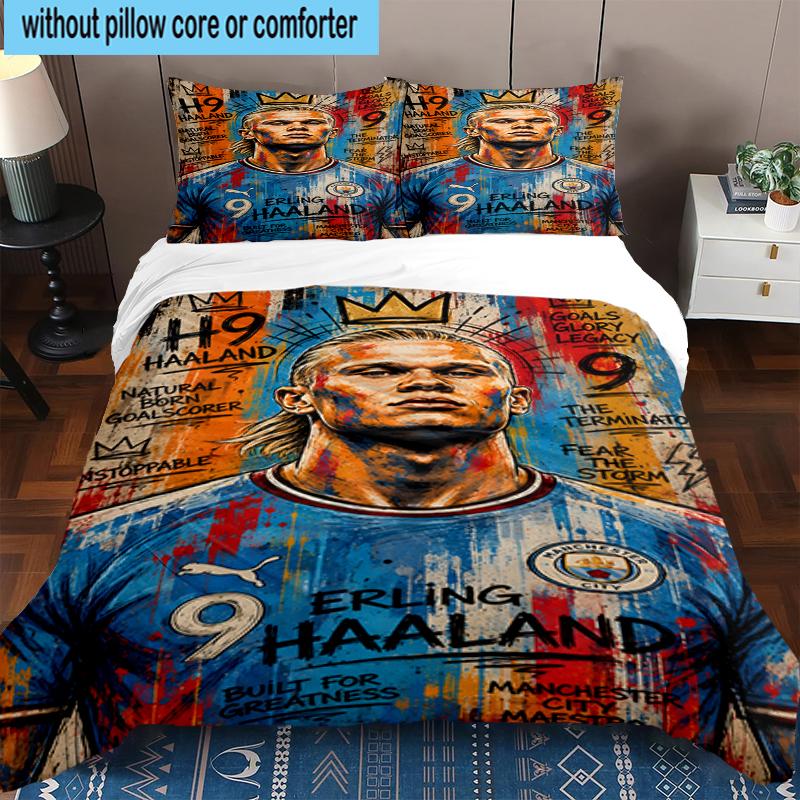3PCS Erling Haa-land's Electric Moment Bedding Set,Including 1pc Duvet Cover And 2pcs Pillowcases Perfect for Bedroom, Dormitory, Fan Christmas gift