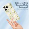 For iPhone 17 Pro Case White Flowers Green Leaves Pattern Printing Straight Edge TPU Phone Back Cover