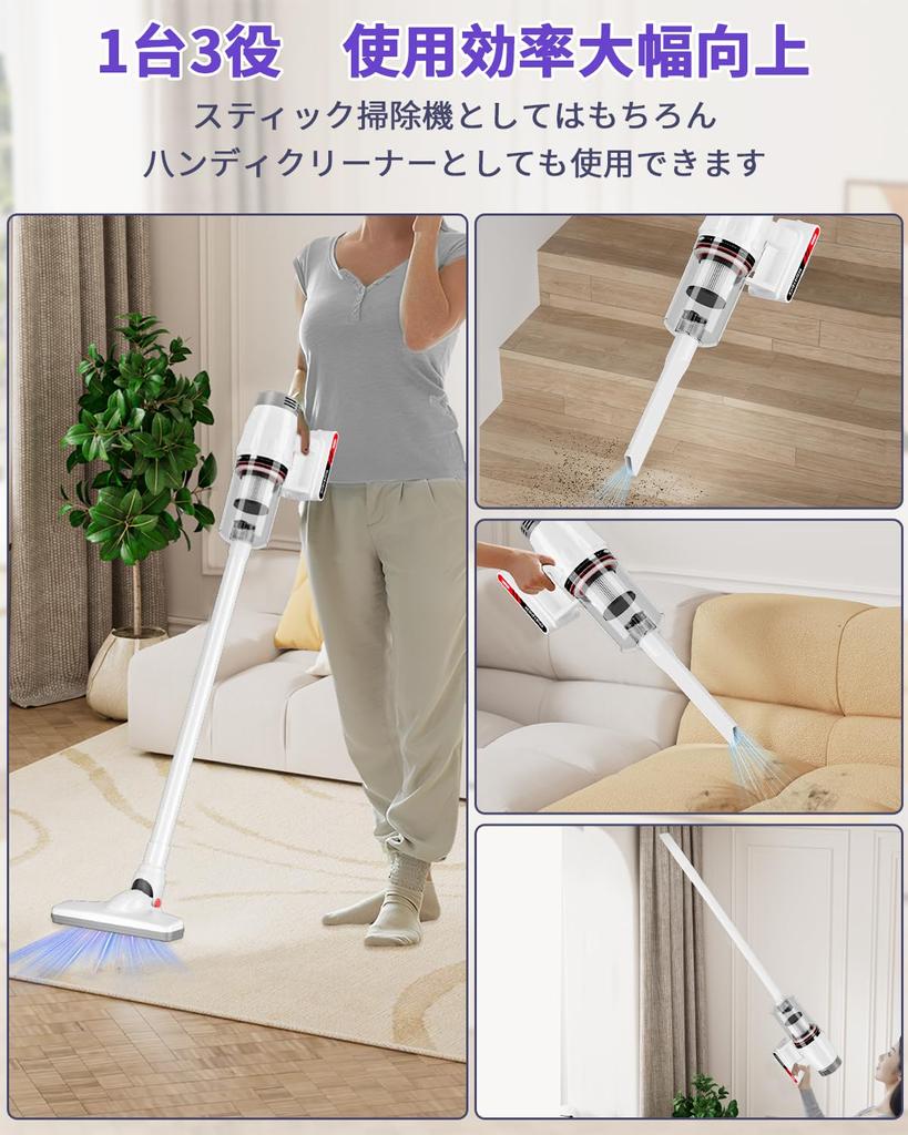 Проводной пылесос Сверхмощный Ультратихий 2025 Инновационный пылесос Kamikuno Stick с 6-метровым шнуром питания HEPA Легко утилизируемый пылесос для мусора