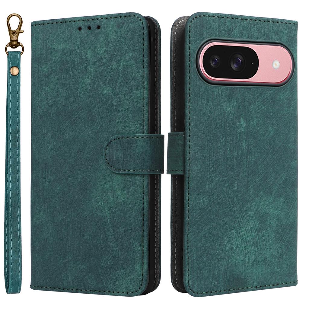 For Google Pixel 9 Pro/Pixel 9 Leather Case RFID Blocking Wallet Phone Cover with Wrist Strap