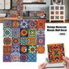 Moroccan Tile Stickers,24 Pcs 15 * 15cm Vintage Self Adhesive Vinyl Tile Decals Wall DIY Tile Stickers Home Decoration for Kitchen Living Bedroom