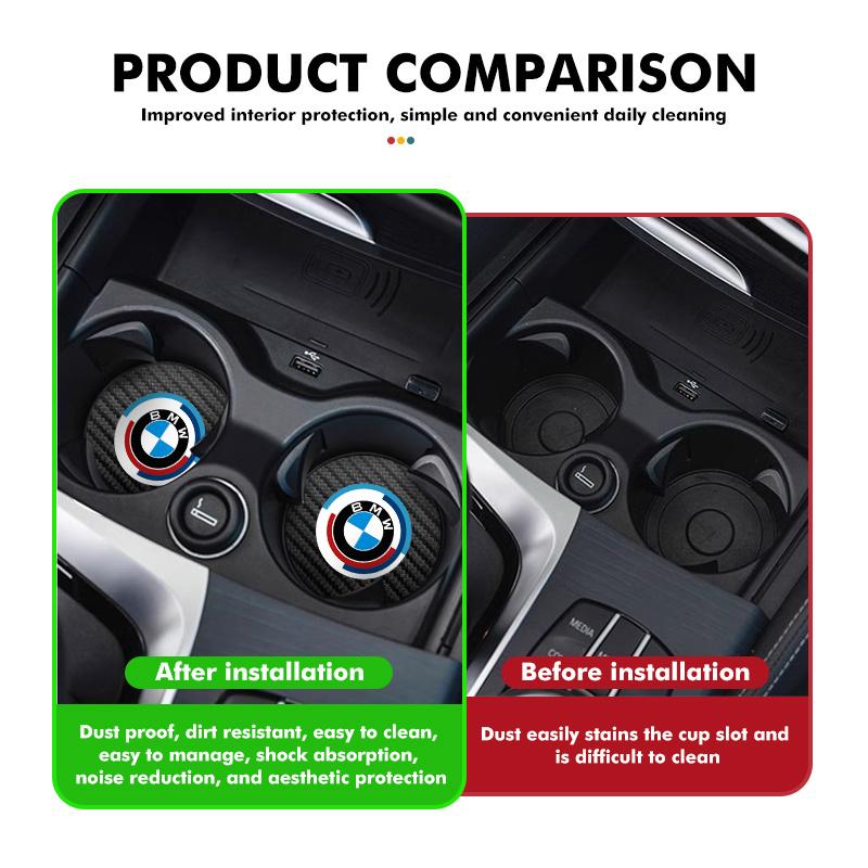 2pcs Car Coaster Water Cup Holder Anti-Slip Pads Accessories For BMW M 1 3 4 5 6 7 Series M3 M6 F01 F02E34 E36 E70 F10 X6 X1 UF0