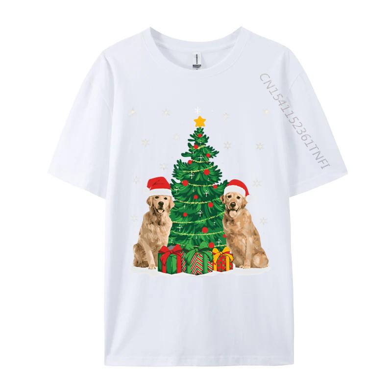 Xmas Lighting Santa Golden Retriever Tshirt Unisexs Tshirt Personalized Print T Shirt Black Best Gift Clothing