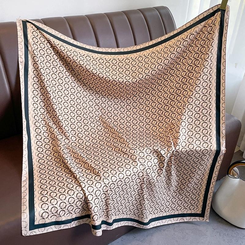 Шарф-бандана из искусственного шелка 90 см для женщины, роскошные аксессуары для волос на все четыре сезона, хиджаб, фуляр, бандана, женский платок