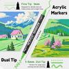 12 Colors Dual Tip Acrylic Paint Pens Markers for Wood Canvas Stone Rock Painting Glass Ceramic Surfaces DIY Crafts