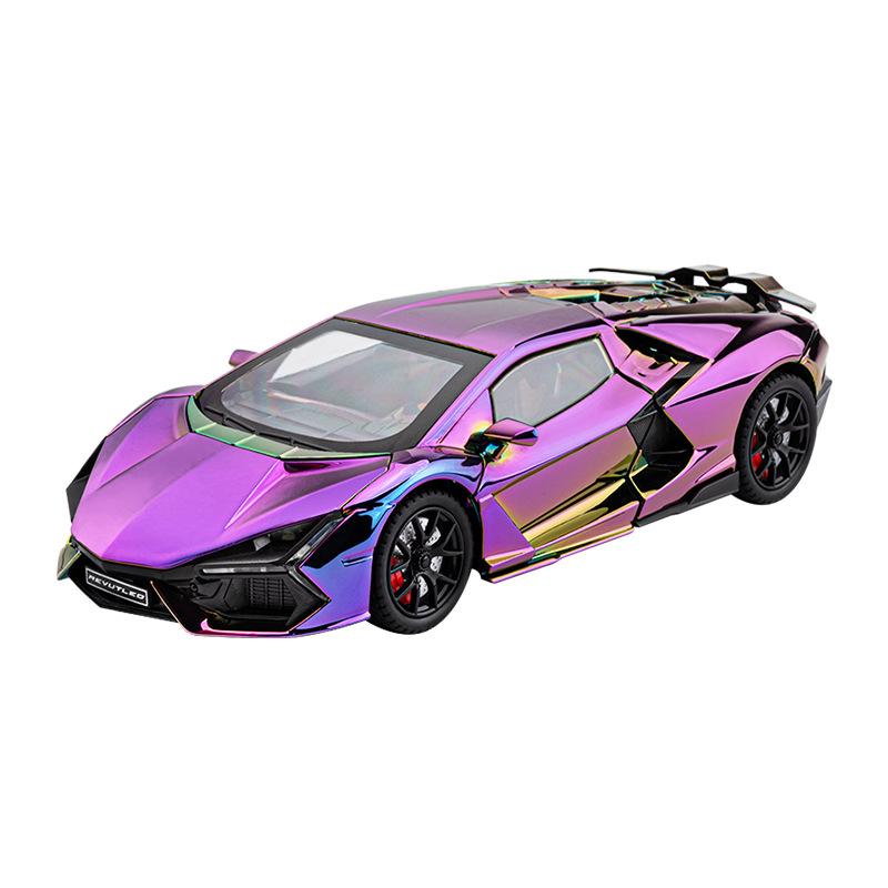 1/24 Lamborghini Revuelto Alloy Sports Car Model Diecast Metal Racing Electroplating Vehicles Car Model Sound Light with Spray Kids Toy Gift
