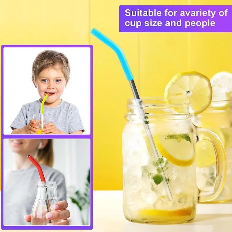 6 шт. Новые высококачественные металлические силиконовые заглушки для соломинок 8 мм внешнего диаметра, резиновые заглушки для соломинок пищевого класса, гибкая коленчатая соломинка Hydraflow