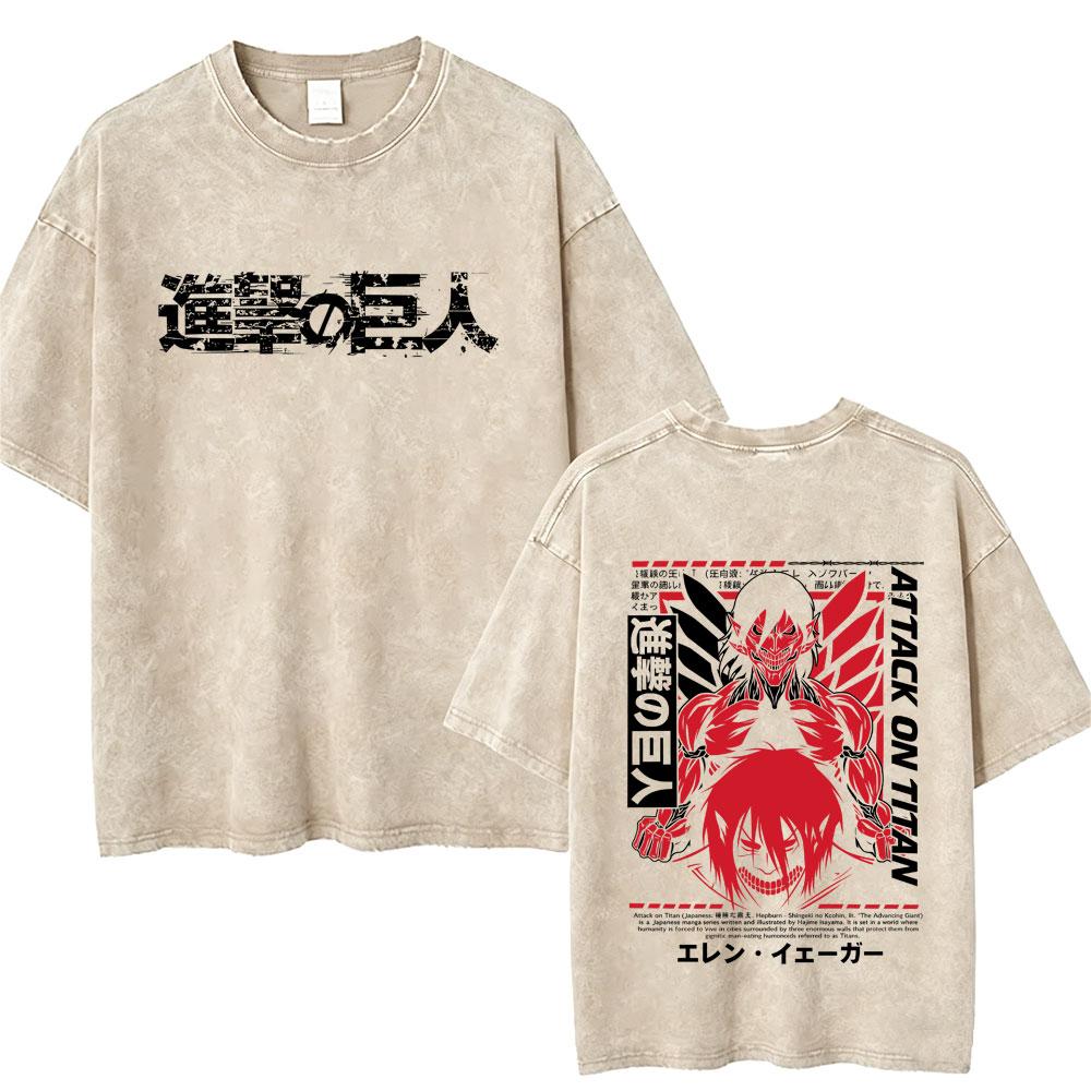 Washed Vintage Anime Attack on Titan Annie Leonhart Merch Tshirt Men Women Clothing Manga Harajuku Oversized T Shirt Streetwear